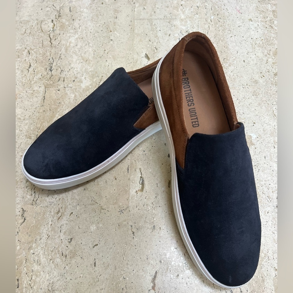 Brothers United Men's Leather Luxury Slip on Venetian Sneaker Size 9